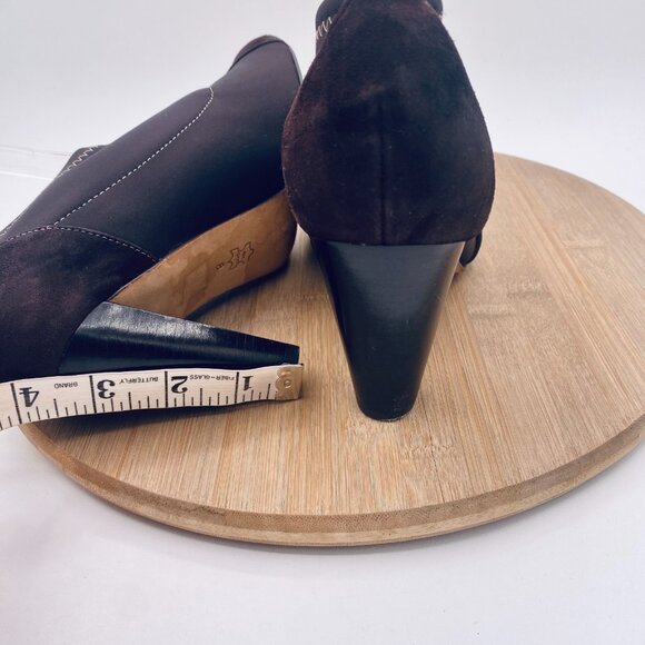 Taryn Rose Heels 8 Brown Mesh Suede Slip On Booties - Picture 8 of 11